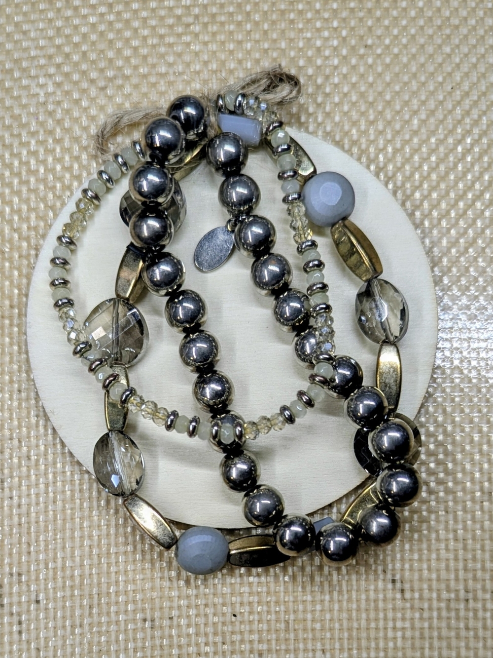 Multi-Strand Silver & Gold Beaded Women's Bracelet